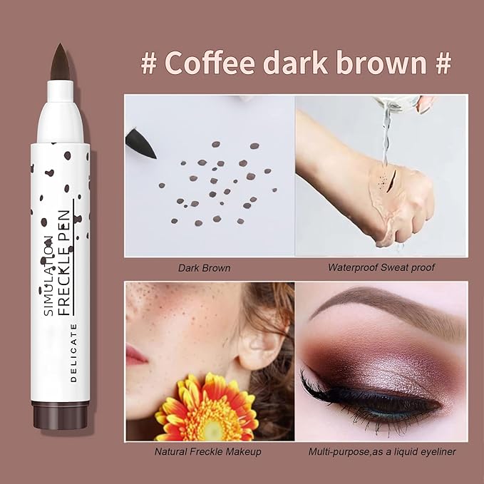 2 Colors Liquid Freckle Pen, Natural Lifelike Face Brown&Dark Brown