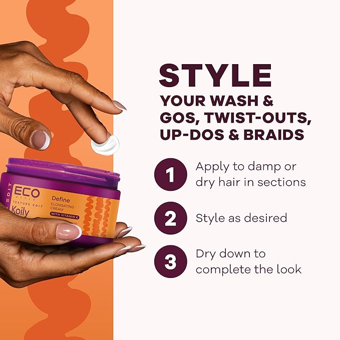 Eco Style Elongating Cream, Texture Edit, Koily Define for Type 4 curly hair, 6oz.