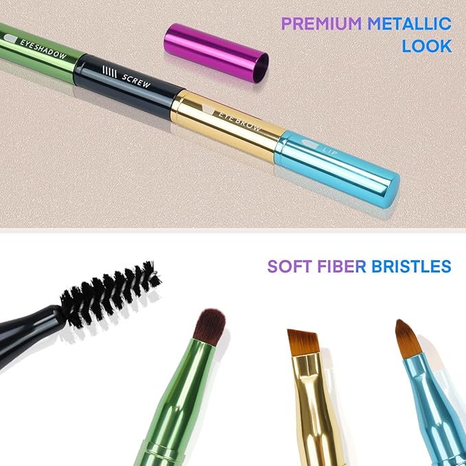 Unaone 4 in 1 Makeup Brush - Lip Brush for Lipstick, Eyebrow, Eyeshadow, Spiral Eyebrow Portable Detachable Multi-functional Lipstick Brush for Makeup