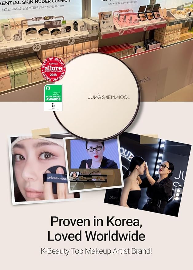 [JUNGSAEMMOOL OFFICIAL] Essential Skin Nuder Cushion (01 Fair) | Refill Not Included | Natural Finish | SPF50 Broad Spectrum | Makeup Artist Brand | Cream Foundation