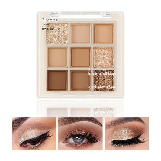 Boobeen Nude Eyeshadow Palette - Matte and Shimmer Makeup, Highly Pigmented Creamy Eye Shadow Powder, Create a Neutral Eye Look, Long Wearing