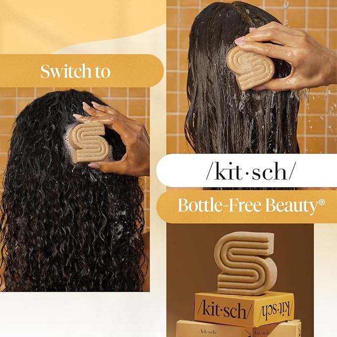 Kitsch Coconut Oil Shampoo Bar - Hydrate & Soften Dry Damaged Hair - Deep Moisturizing Curly Hair Shampoo - Safe Shampoo for Color Treated Hair - Silicone, Paraben & Sulfate Free - 3.2 oz