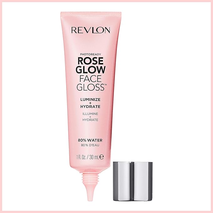 Revlon Face Primer, PhotoReady Face Gloss Rose Glow, Face Makeup for All Skin Types, Hydrates, Illuminates & Moisturizes, Infused with Glycerin & Olive Oil Extract, 80% Water, 1 Fl Oz