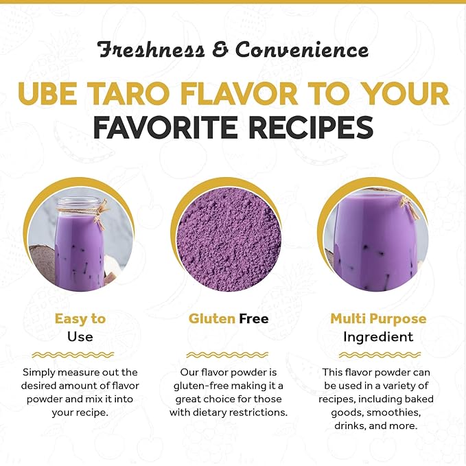 Fanale Premium Ube Taro Bubble Tea Flavoring Powder | Purple Sweet Potato Powder | Perfect for Baking, Smoothies, Desserts and Drinks | Instant Flavoring Powder for Boba Milk Tea - 2 Pounds (Pack of 10)