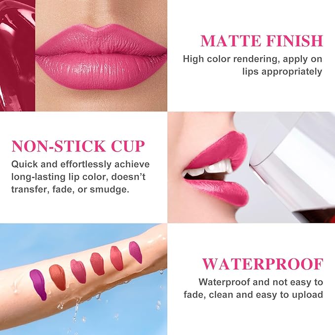 Lip Stain - Lip Stain Peel Off Long-Lasting with Matte Finish Waterproof & Transfer-Proof, Lip Liner Moisturizing & Nourishing Non-Stick Cup Highly Pigmented Color Lip Tint (03 Magenta)