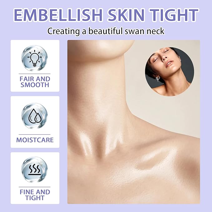 Neck Firming Cream and Neck Mask Set,Non-greasy Tighten Face Cream Skincare Moisturizer, 10 Pieces Deep Moisturizing Masks for Tightening, All Skin Type, 11 Pack