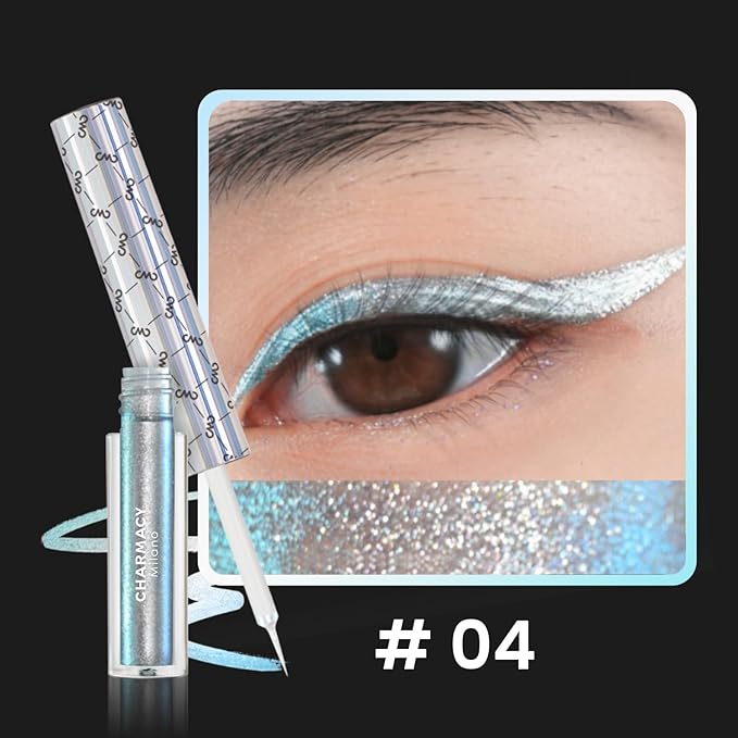 CHARMACY Chameleon Liquid Eyeliner, Liquid Glitter Eyeliner, Highly Pigmented, Metallic MultiColor Shifting waterproof Eyeliner, Ultra-Fine Tip, Longwearing, Smudge-proof (#304)