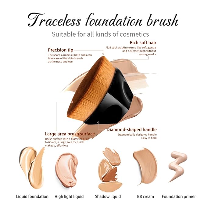 2 Pcs Liquid Foundation 101 and 102 with Kabuki Foundation Brush Flat Top,Full Coverage Foundation Makeup Set,30ml 24HR Matte Oil Control Concealer(Porcelain & Nude)