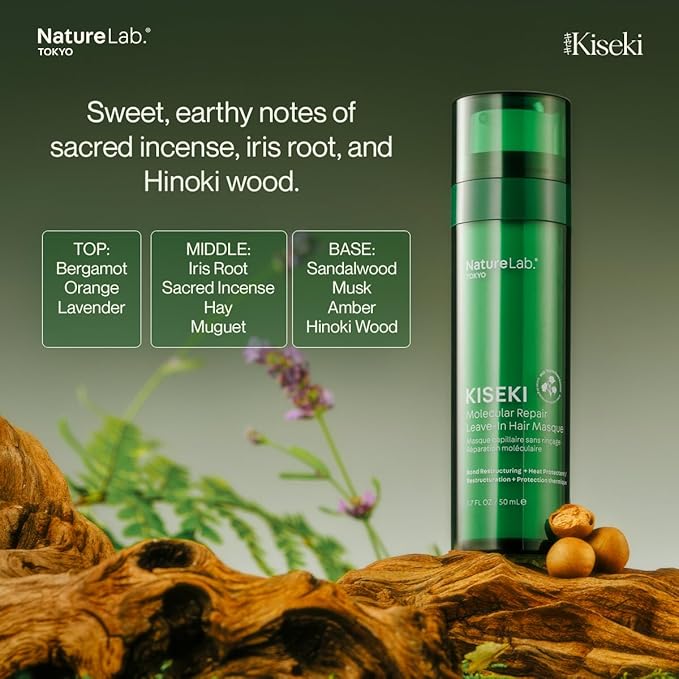NatureLab.TOKYO Kiseki Molecular Repair Leave-In Hair Masque – Deep Conditioning Treatment to Restore, Strengthen & Bond Damaged Hair – Repair Split Ends, Add Shine & Smoothness – 1.7 Fl Oz