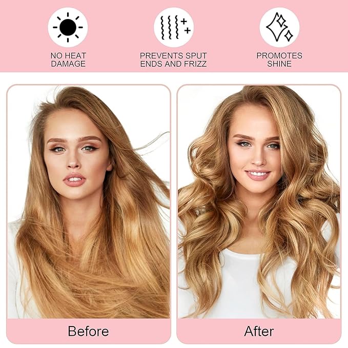 Heatless Curling Rod Headband, Upgraded 60" Extra Long Heatless Curls Headband Soft Hair Curlers to Sleep In Hair Rollers No Heat Curls (Deep Black)