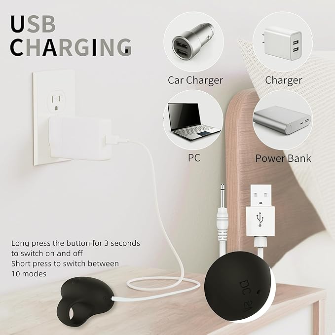 Facial Mini Massage Ball, Handhold Portable Quiet Waterproof USB Rechargeable Powerful Multifunctional Vibrating Travel Pocket Face Eye Finger Joint and Neck Jaw Massager - Black