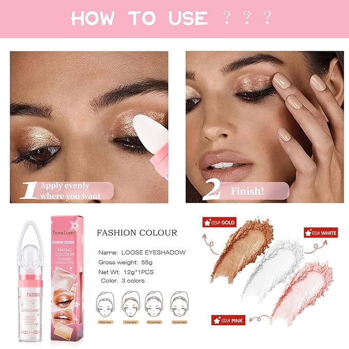 Polvo De Hadas Fairy Highlight Patting Powder Body Brightens the Natural Three-dimensional Patting Powder Blusher (03# Golden Brown)