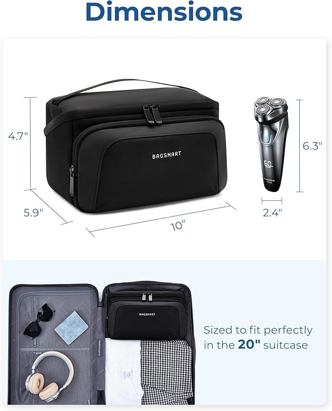 BAGSMART Toiletry Bag for Women, Cosmetic Makeup Bag Organizer with Handle, Travel Bag for Toiletries, Dopp Kit Water-resistant Shaving Bag for Accessories-Beige