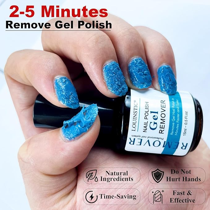 2PCs Gel Nail Polish Remover - 30ML,Fast & Easy, with Roller Cuticle Oil, No Need to Wrap and Soak, Remove Gel Polish in 2-5 Minutes at Home, No Damage to Nails, with Cuticle Pusher Tool,Nail File