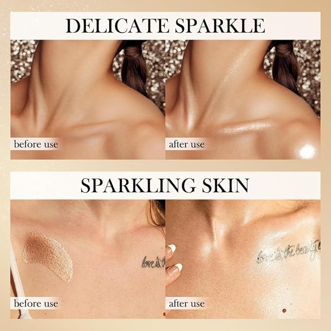 Shimmer Body Luminizer 5 Color Waterproof Smooth Face Body Glow Illuminator Non-sticky Liquid Body Highlight Illuminator for Face & Body & Leg (80 ML, 05 Rose Gold)