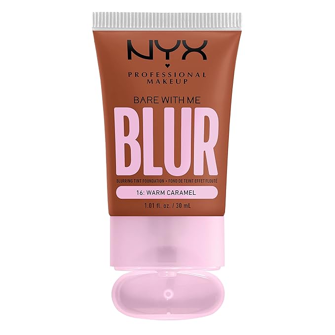 NYX PROFESSIONAL MAKEUP Bare With Me Blur Skin Tint Foundation Make Up with Matcha, Glycerin & Niacinamide - Warm Caramel