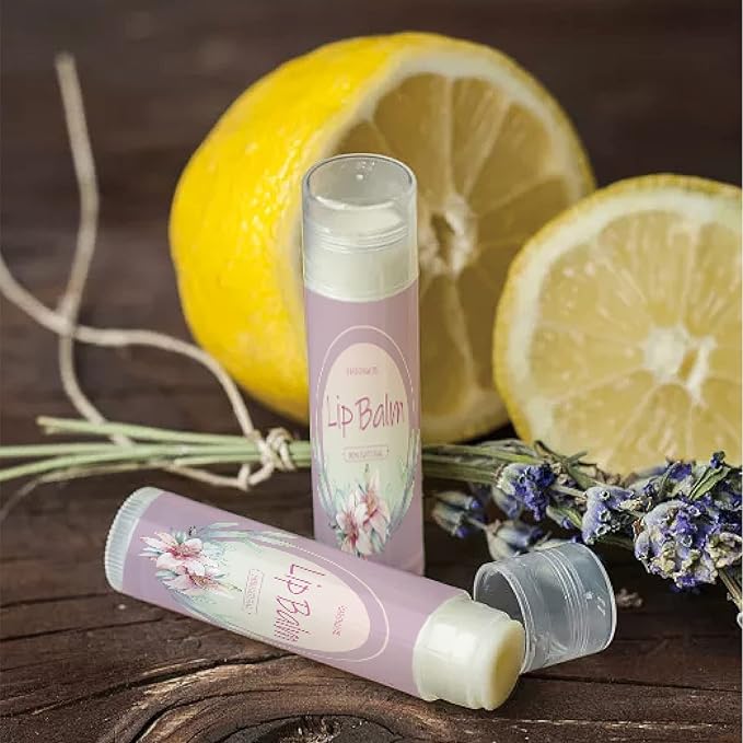 CRASPIRE Lip Balm Labels 80pcs Homemade Purple）