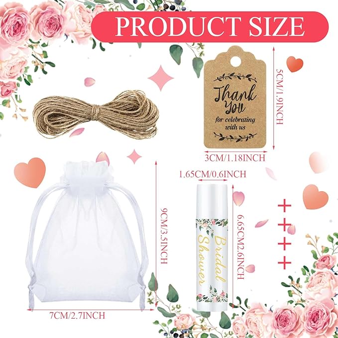 Demissle 50 Pcs Bridal Shower Lip Souvenirs(Floral)