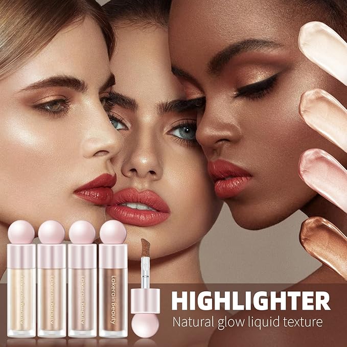 Liquid Highlighter Makeup, Natural Silky Shimmer Finish Face 1 Pack