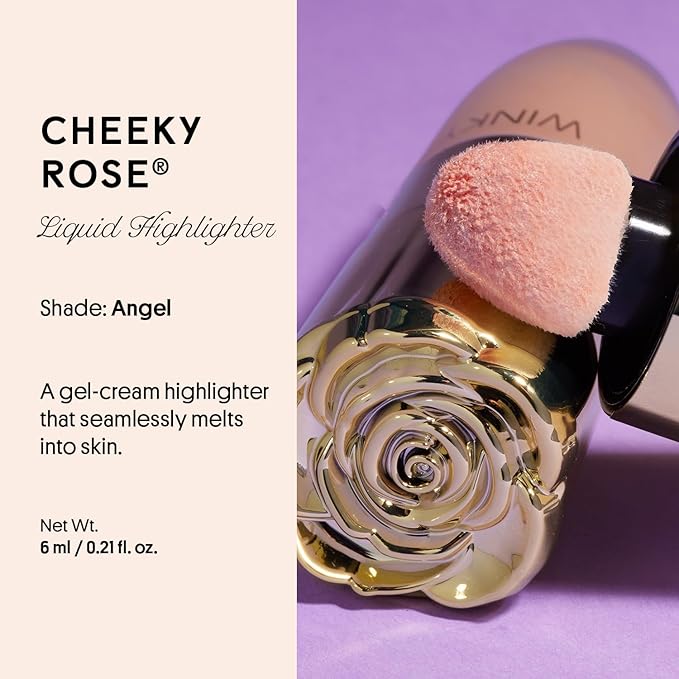 Winky Lux Cheeky Rose Liquid Highlighter, Gel Cream Blush Wand, Blendable & Buildable Pigment, Long Lasting Weightless, Angel