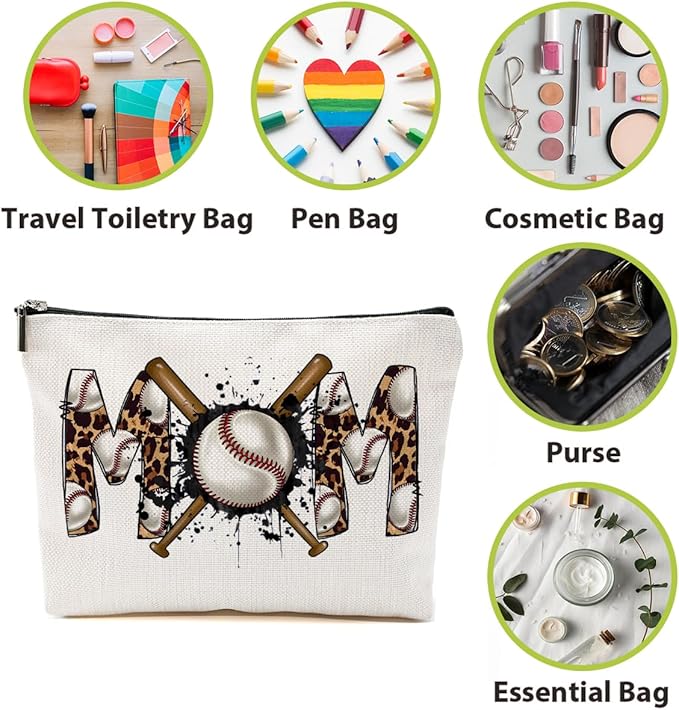 Baseball Gifts Mom Gifts, Baseball Stuff Makeup Bag, Mama Gifts for Mom Women Baseball Team Player Mum Friend, Baseball Mom Cosmetic Bag, Baseball Coach Gifts Toiletry Bag Christmas Birthday Gifts