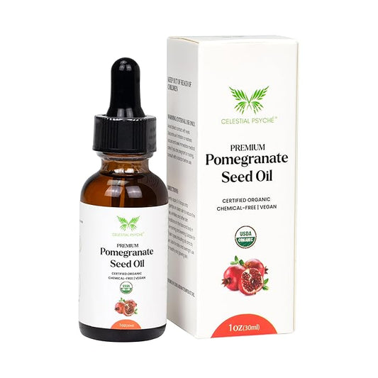 USDA Certified Organic Pomegranate Seed Oil (1 Oz) 100% Pure Natural, Hexane-Free, Face Moisturizer, Skin Hydration, Nails Natural Beauty Enhancement
