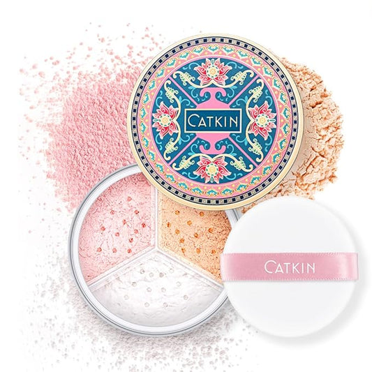 CATKIN Loose Setting Powder - Translucent Matte Finishing Powder, 3 Colors Even Skin Tone, Oil Control Makeup Pore Minimizing Powder with Velour Puff (0.42oz, C02 Matte for Oily Skin)