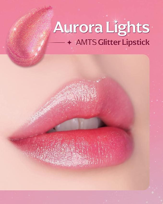 AMTS Tinted Lip Balm Duo - Aurora Lights & Crystal Lights | Hydrating Glitter Lipstick | Pearl Shimmering Daily Lip Makeup for dry, cracked, chapped lips | korean beauty Moisture Lip Tint
