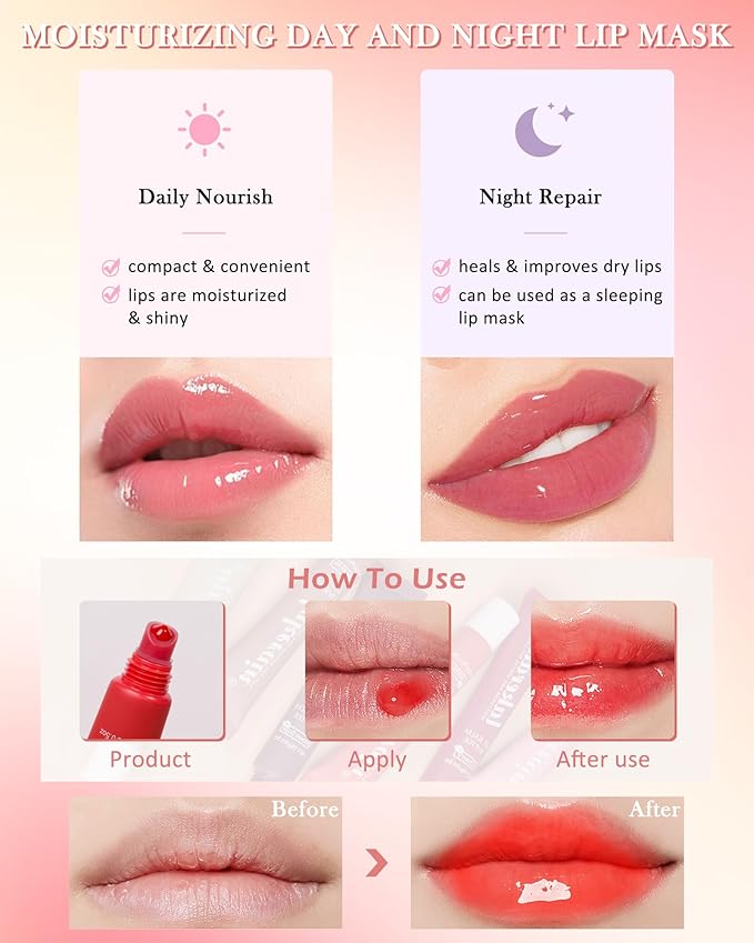 Lip Butter Balm Pink Sugar,Hydrating Tinted Butter Lip Gloss,Clear Lip Mask Lip Moisturizer,Glossier Lip Treatment Balm Lipgloss,Non-Sticky Jelly Glow Reviver Fat Lip Oil, Makeup Gift for Women-06
