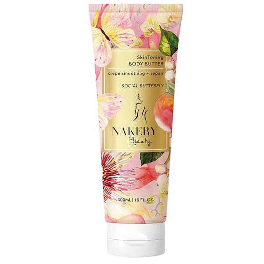 NAKERY Body Butter Anti Aging Moisturizer - Body Cream Skin Tightening Cream & Neck Firming Cream, Moisturizing Cream & Neck Tightening Cream for Body & Face Cream for Dry Skin 300ml(Social Butterfly)