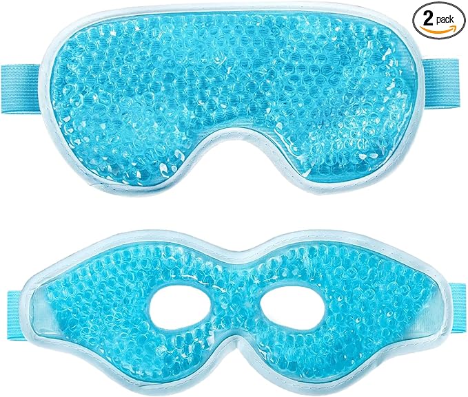 2PCS Gel Eye Mask, Reusable Hot Cold Therapy Eye Mask, for Puffy Eyes, Dark Circles, Headaches, Migraine, Stress Relief