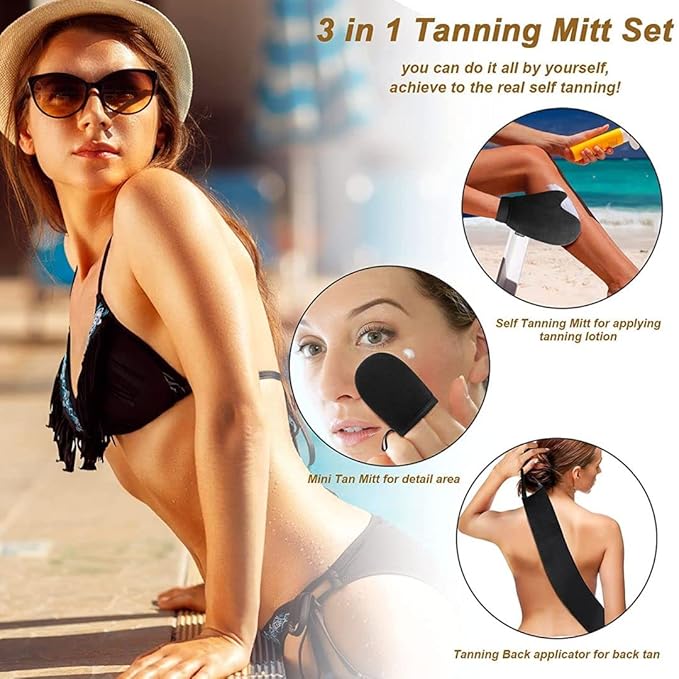 Self Tanning Mitt Applicator- Tanning Mitts Self Tanner Mitt Applicator Self Tanning Glove for Self Tan Mitt Self Tanner Mit, No Slide Off Self Tanner Glove Spray Tan Mitt Soft Self Tan Mit