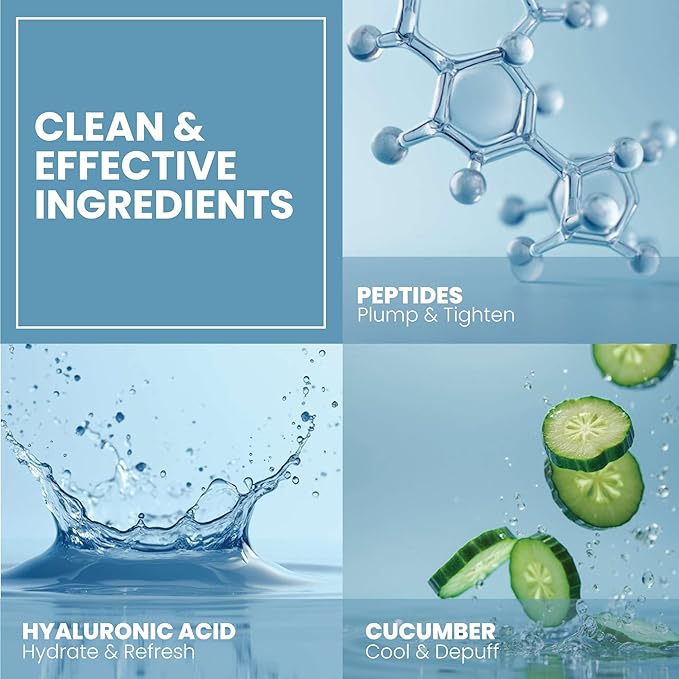 Eva Naturals Eye Gel for Dark Circles, Bags & Puffiness – Anti-Aging Serum with Peptides, Hyaluronic Acid & Botanicals – Firming Under Eye Treatment for Wrinkles, Fine Lines & Tired Skin – 2 oz