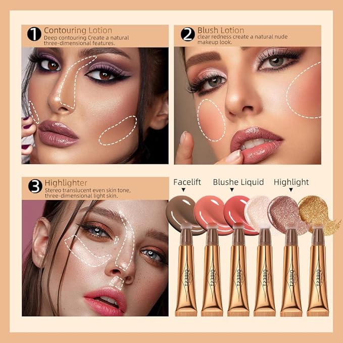 Highlighter Beauty Wand, Shimmer Liquid Highlighter Stick with Cushion Applicator, Lightweight Super Silky Cream Body Face Glowing Highlight Makeup