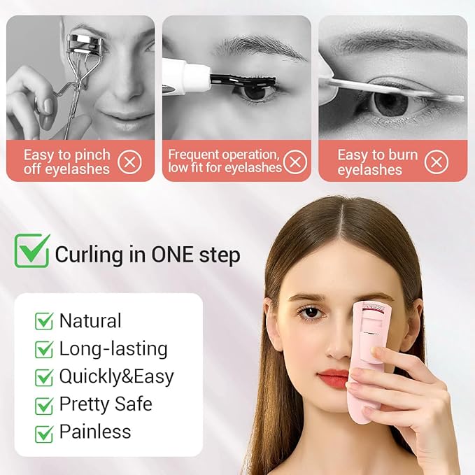 TOUCHBeauty Rechargeable Heated Eyelash Curler with LED Display, Featuring 3-Level Adjustable Temperature for a Natural, Long-Lasting Curl (Up to 24 Hours) AG-2316-Pink
