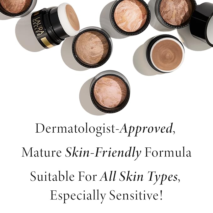 LAURA GELLER NEW YORK Award-Winning Baked Balance-n-Brighten To Go Color Correcting Powder Foundation - Medium - Buildable Light to Medium Coverage - Demi-Matte Natural Finish