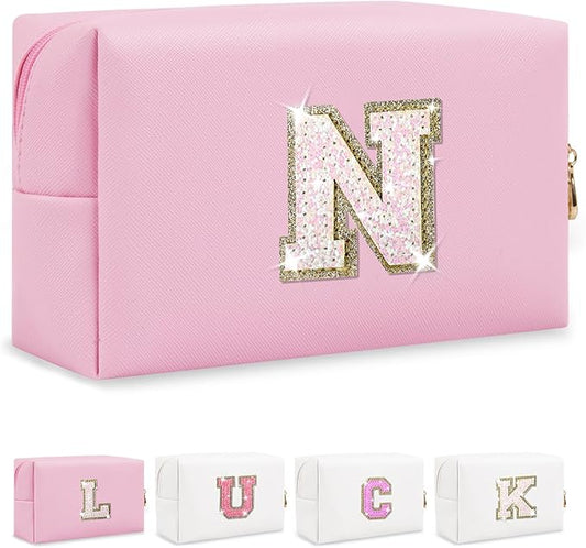Personalized initial letter makeup bag,