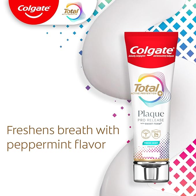 Colgate Total Plaque Pro Release Fresh Mint Toothpaste, 1 Pack, 3.0 Oz Tube