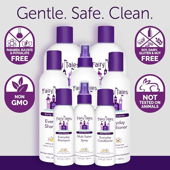 Fairy Tales Daily Cleanse Everyday Kids Shampoo - Gentle Natural Defining Shampoo, Tangle Free, Moisturizing and Hydrating Formula, Clean and Natural Ingredients -Paraben Free - 32 oz.