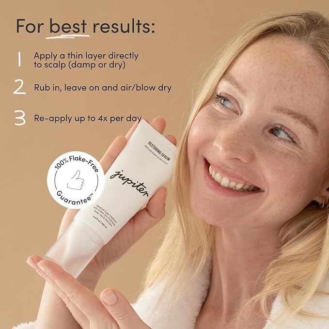 Jupiter Anti-Dandruff Scalp Serum, Leave-On Restoring Serum, for Dry, Itchy, & Oily Scalp, Aloe Vera, & Niacinamide, Color-Safe, Vegan, Cruelty-Free, Paraben, Phthalate, & Sulfate-Free, 3.4 fl oz