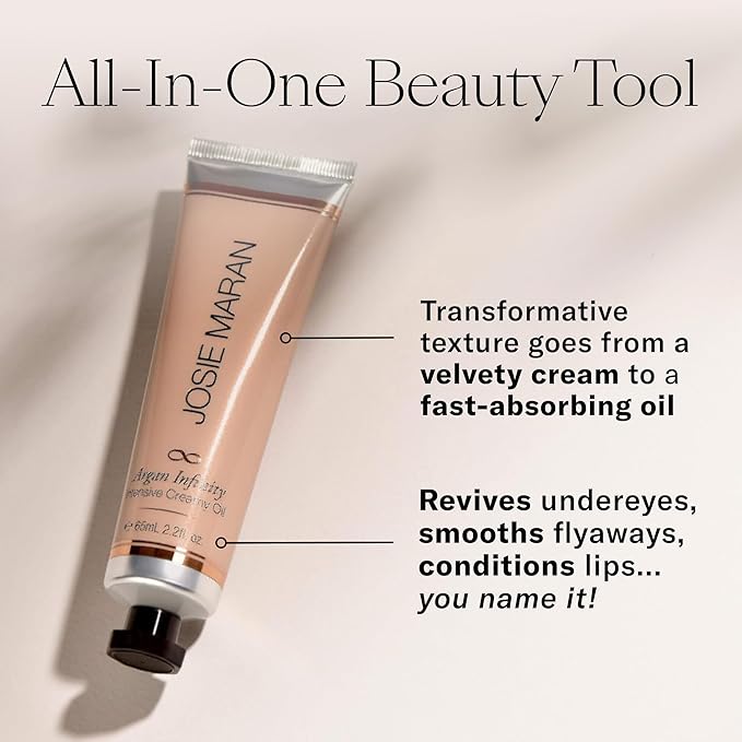 Josie Maran Intensive Creamy Oil - Multi-Tasking Skin Moisturizer & Everything Balm for Dry Lips, Elbows & Full Body Care - Powered by Argan Oil (2.2 Fl Oz)