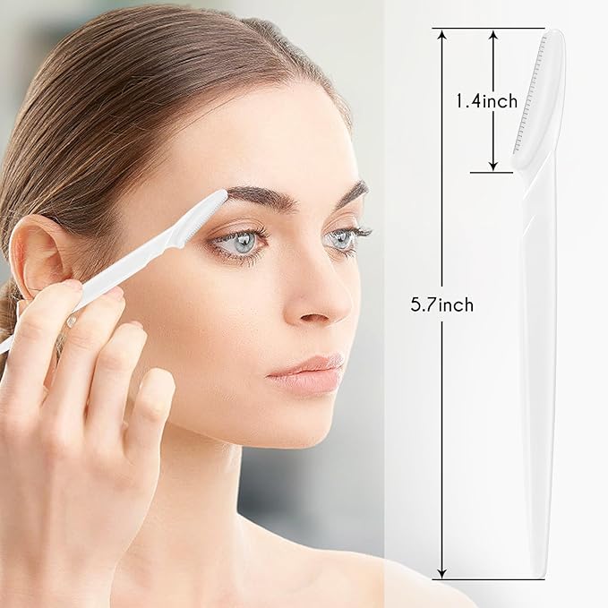 6 Pcs White Eyebrow Razor, Face Razors Multipurpose, Facial Razors for Women Men, Eyebrow Trimmers Shaver with Protective Cover, Dermaplaning Tools for Face Body Use, Facial Hair Removal Tools
