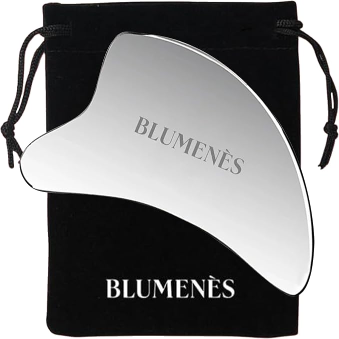 Blumenes - Traditional Gua Sha Tool - Stainless Steel Massage Tool for Face & Body - Cold & Heat Retention for Relaxing Spa Experience - Durable Stainless Gua Sha for Enhanced Skincare Routine