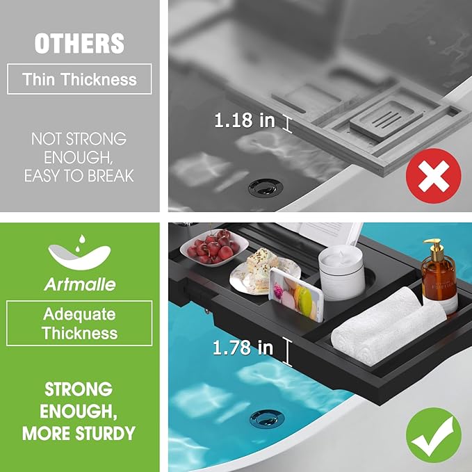 Artmalle bathtub caddy tray -