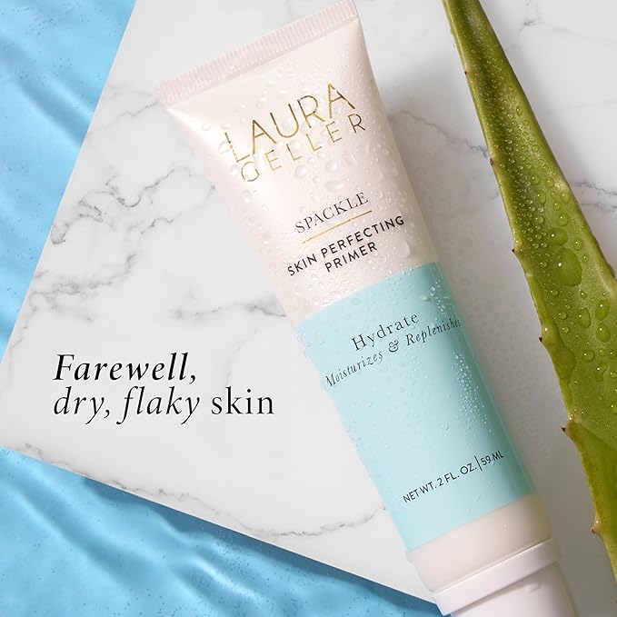 LAURA GELLER NEW YORK Laura's Must-Haves Kit 3pc: Baked Balance-n-Brighten Powder Foundation, Deep + Spackle Skin Perfecting Makeup Primer, Hydrate + Airbrush Round Kabuki Brush