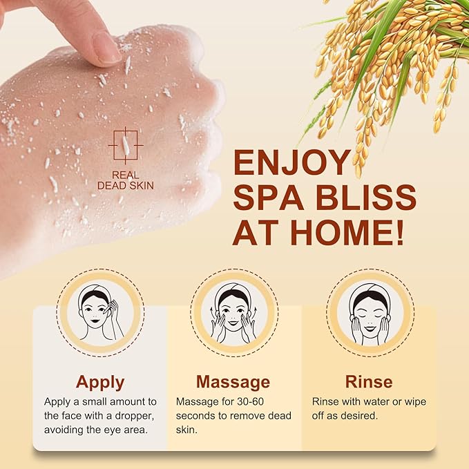 Peel Shot Glow White Rice Peeling Ampoule, White Rice Exfoliant for Face, Rice Peel Shot Minimizes Pores, Deeply Hydrating & Soothing, Gentle Scrub for All Skin Types, 80ml/2.7fl oz