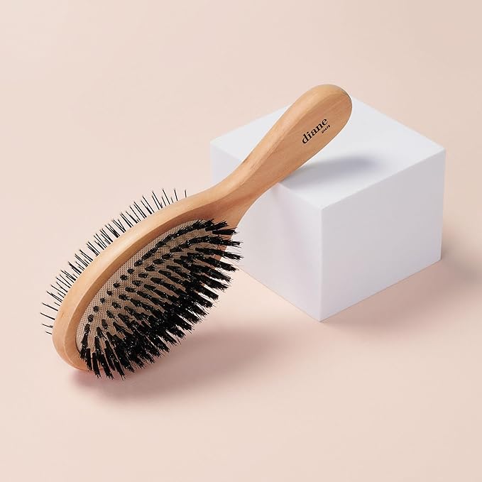 Diane 2-in-1 Premium Double-Sided Hair Brush, Detangling and Smoothing Hair Brush with Flexible Pins and Nylon-Reinforced Boar Bristles for Wet or Dry Hair, Ideal for Fine to Medium Hair Types