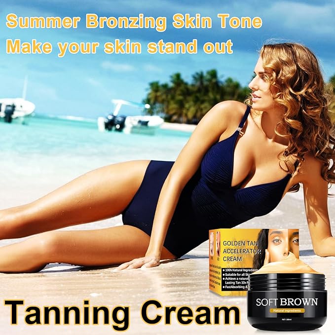 Luxury Intensive Tanning Gel, Natural Tanning Accelerator Cream Gel, Brown Tanning Gel, for Sunbeds & Outdoor Sun (1PC)