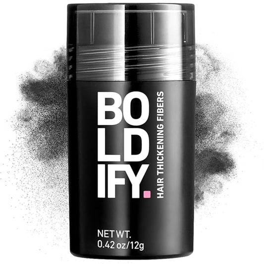 BOLDIFY Hair Fibers (12g) - Fill In Thinning and Fine Hair for an Instantly Fuller, Thicker Look - 14 Shades for Women & Men - Black
