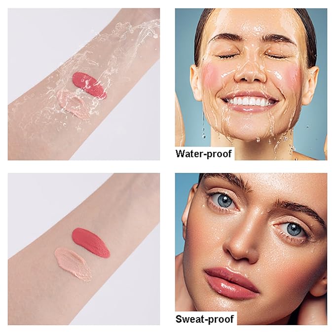 Liquid Highlighter, Liquid Blush with Face Brush Long